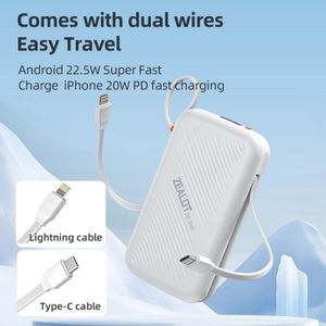 Power Bank 20000 mah zealot -22.5W – Charge Ultra Rapide avec Câbles Intégrés
