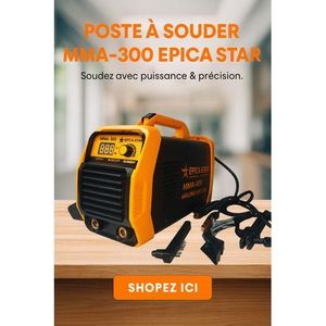poste a souder, mma 300, epica star, inverter igbt, soudeur, soudage, 220v, afficheur digital, e6013, bricolage, atelier  porte-électrode avec câble, 1× pince de masse avec câble, 1× sangle