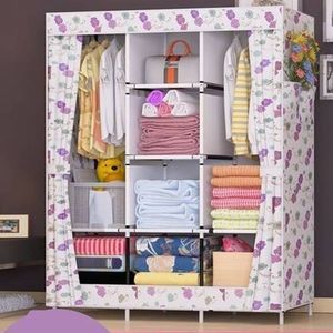 Placard Armoire Démontable 10 Compartiments Avec Housse 3 Battants