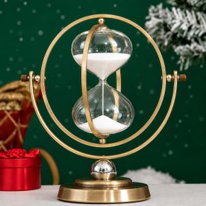 Sablier Décoratif Gyroscopique Doré, Sablier en Verre avec Cadre Métallique Vintage, Élégant Objet Décoratif pour Salon, Bureau et Chambre, Idée Cadeau