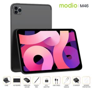 Modio M46 Tablette 10,1" avec clavier – 12 Go de RAM, 512 Go de stockage, 8MP/20MP  Gris , Android 15., Wi-Fi 4-5G, Dual SIM, GPS (Fournie avec plusieurs accessoires) 12 MOIS GARANTIE