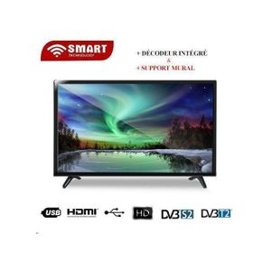 SMART TECHNOLOGY TV HD LED 24’’ Avec Support Mural  - HDMI-USB-3D -Noir / Garantie 12 Mois