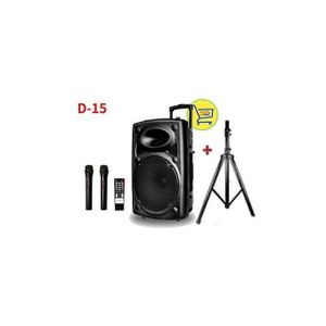 Original Super Power BAFFLE Enceinte Bluetooth D-15 - 2 Micros+ Pieds