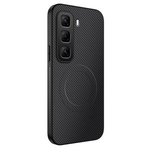 Pour Infinix Hot 60 Pro 4G Coque de téléphone souple magnétique à motif fibre de carbone