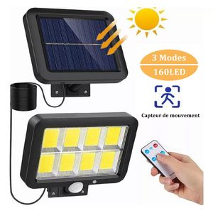 Mythco Lumière Solaire à Détecteur De Mouvement Avec Panneau Solaire Réglable Et 160 LEDs COB