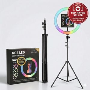 RING LIGHT LED RGB 14 POUCES MJ36 AVEC TRÉPIED RÉGLABLE 2.10M (7 PIEDS) – ÉCLAIRAGE MULTICOLORE GRAND FORMAT POUR SELFIE, TIKTOK, MAQUILLAGE & VIDÉOS PRO