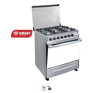 Smart TECHNOLOGY Cuisinière en Inox 5 Feux Automatique Avec Four 80x60.