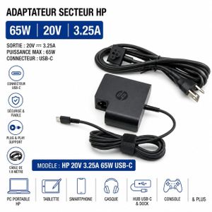 Hp Chargeur  Pour PC portable 65W USB-C 20V 3,25A