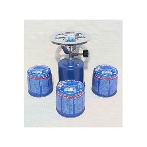 Petite Cuisinière Pour Gaz Camping + 3 Petits Gaz -Bleu
