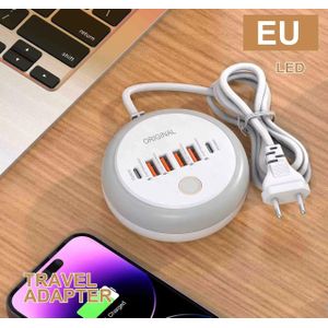 Chargeur USB PD 20 W à 6 ports avec charge rapide, adaptateur de voyage pour téléphone et station de charge Quick Charge