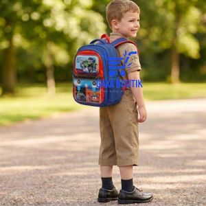 Sac à dos scolaire pour garçon, motif voiture 