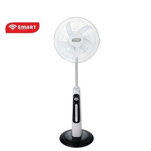 SMART TECHNOLOGY Ventilateur Rechargeable 16" -STV-630 - (1PC/CRT) - Avec Télécommande - 32W- 9 Vitesses- Éclairage LED-Power Bank / Blanc- 1 Mois de Garantie 