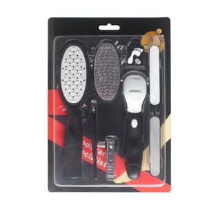 Kit Pédicure Complet 6 en 1 – Râpe à Pieds, Coupe-Cors et Soins des Ongles – Noir