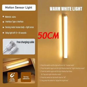 Lampe LED avec détection de mouvement de 50 cm, lampe de placard sans fil, lampe de placard magnétique portable, adaptée pour cuisine, cellier, chambre et armoire