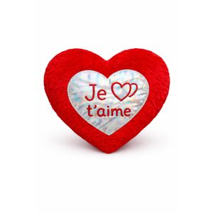 Coussin Cœur Peluche “Je t’aime” – Cadeau Romantique et Décoratif