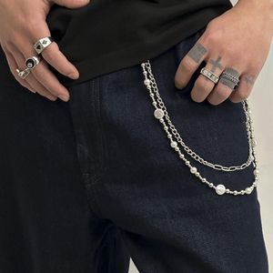 Chaîne double perlée en acier argenté – Élégance contemporaine