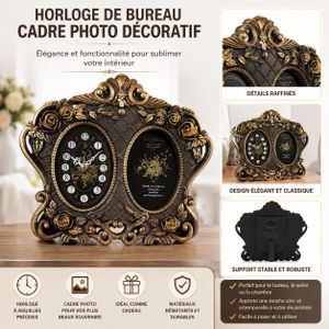 Horloge de Bureau avec Cadre Photo Décoratif Vintage