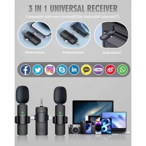 Microphone Lavalier Sans Fil - Micro Cravate Haute Performance pour Smartphones et Tablettes