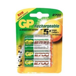 Lot De 4 Piles Alcalines GP 2700 Rechargeable - 1,2 V AA