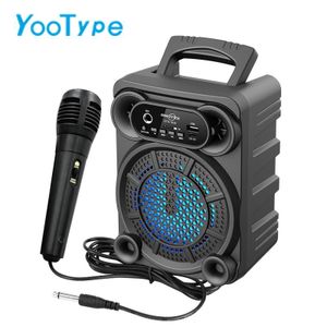 YooType Enceinte Portable Bluetooth BT, Fonction TWS Micro Intégré, Lumières Multicolores Radio FM, Soirée Extérieur, Noir