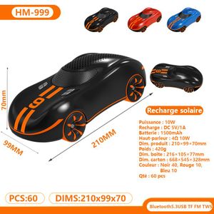 Enceinte Bluetooth en forme de voiture de sport, puissance 10W avec décoration à rayures contrastées, objet de décoration de bureau multi-couleurs compatible carte mémoire, radio FM et association TWS pour cadeaux