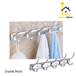 Porte-Serviette-Crochet Creux sculpté-Accroche à vêtements et autres-(4 crochets)-Aluminium