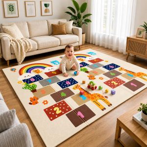 Tapis d'Éveil Bébé Pliable XL en Mousse XPE – Tapis de Jeu Éducatif Réversible, Imperméable, Antidérapant, Épais et Confortable, Sac de Transport Inclus