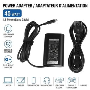 DELL Chargeur PC Portable  45W USB Type-C – 20V / 2,25A