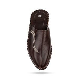 Sandale Babouche Surpiqué Marron A1