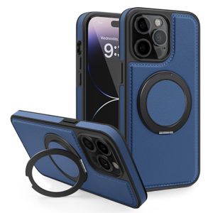 No Coque de protection luxueux avec support rotatif à 360° pour iPhone 16 Pro Max  - Bleu