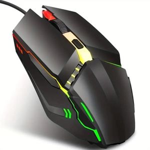 Souris de jeu filaire avec lumière respirante colorée - Noir
