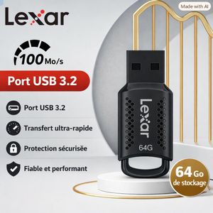 Lexar Clé USB JumpDrive V400 64 Go USB 3.2 Gen 1 – Jusqu’à 100 Mo/s – Noir