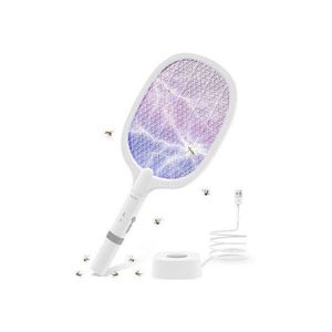 super Raquette Electrique Insectes, Raquette Anti Moustiques Électrique 4000 V 1500 mAh Rechargeable avec Base Stable Contre Moustiques Mouches Insectes Volants, BH