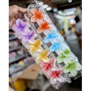 Lot de Pinces à Cheveux Fleurs Tropicales – Style Frangipanier – 6 Fleurs par Tige – Accessoires de Coiffure Été & Plag