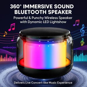 addigoes Enceinte Bluetooth Portable avec Lumières Colorées, Son Puissant, Appairage Stéréo Sans Fil, Mini Cadeaux pour Enfants, Adolescents, Filles, Garçons et Femmes (Idéal pour Noël)