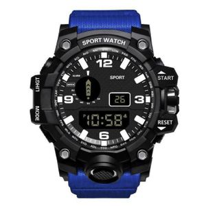 Enfants enfants sport montre électronique avec grand cadran étanche avec alarme -bleu