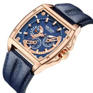 Megir Montre Homme , Montre De Luxe à Quartz En Cuir M2204