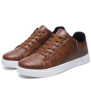 SHJO Baskets Homme Similicuir Confortable Léger Respirant Mode Sport Chaussures décontractées - Marron