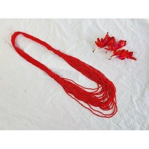 JQ Shops Collier Africain en Perles Rouge Fait à la Main