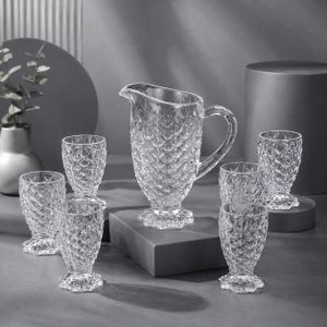 Service à Jus en Verre – Carafe + 6 Verres Élégants