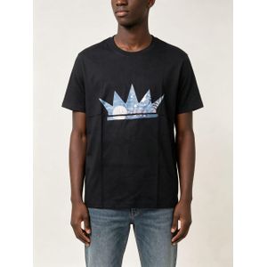 Belle T-Shirt Homme Noir Imprimé Couronne – Col Rond, Manches Courtes, Style Urbain
