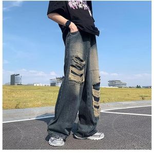 Berrykey Jean élastique mince pour hommes, tendance mode ajustée, jambes droites, pantalon long