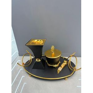 Ensemble Décoratif de Luxe - Encensoir Carré & Pot de Rangement Assorti