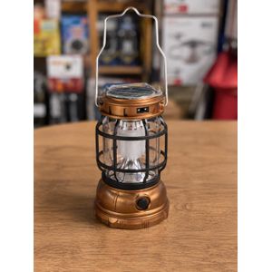 Lampe Solaire LED Portable – Lanterne de Camping Rechargeable avec Crochet – Bronze