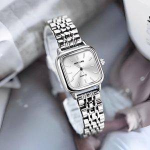Montre à quartz carrée de luxe pour femme, bracelet en acier inoxydable, cadran à aiguilles