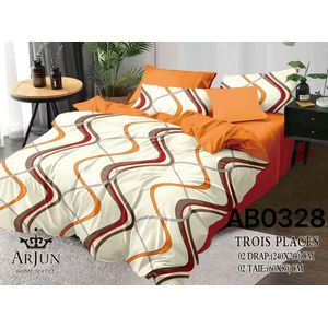 Ensemble De 2 Drap De 3 Places+ 2 Taies D'oreillers+ 2 Rideaux