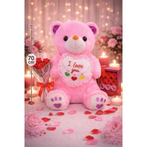 Pack Ours en Peluche 70 cm & Roses – Cadeau Romantique Élégant