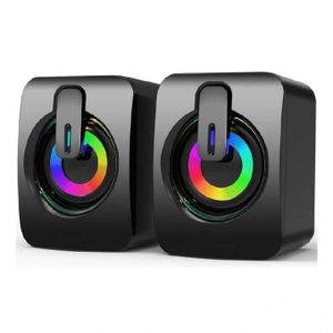 Pouces haute-parleur stéréo compactes, subwoofer filaire USB, adaptés à ordinateurs portables et sur table.