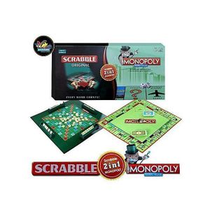 SCRABBLE & MONOPOLY Monopoly +Scrabble 2 En 1 Jeux De Société Grand - 2-4 Joueurs - 8 Ans Et Plus