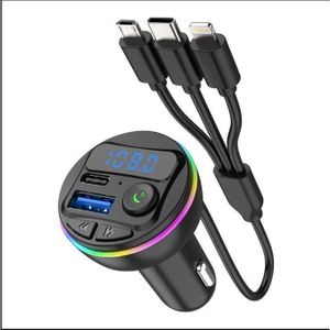 Kit émetteur-modulateur Bluetooth 3 en 1 pour voiture, lecteur MP3 FM mains libres, avec câbles de charge